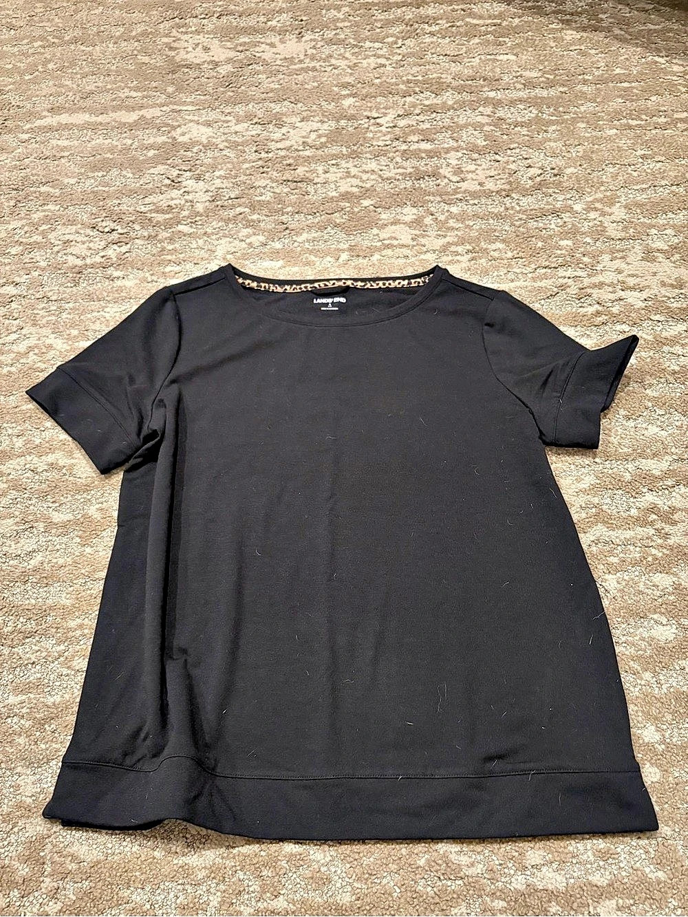 Lands' End Short Sleeve Tee in Black Size Small